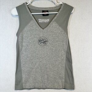 Harley-Davidson Motorcycles Womens Sleeveless Gray Shirt Top Woodstock IL Medium